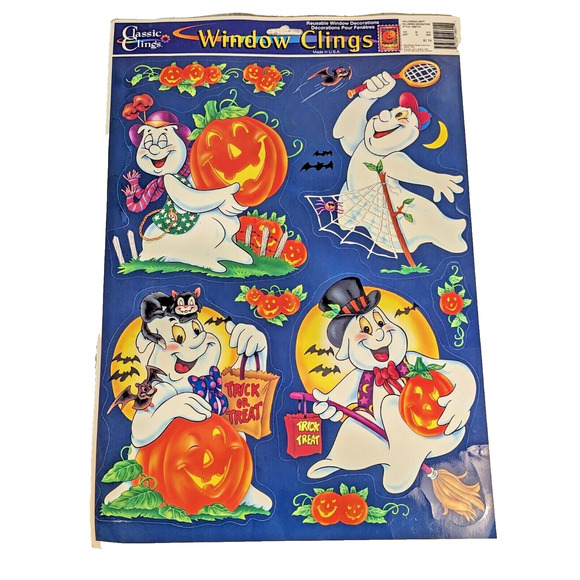 Halloween Decor Ghosts 2000 Classic Clings Window Clings Stickers NOS - Picture 1 of 8